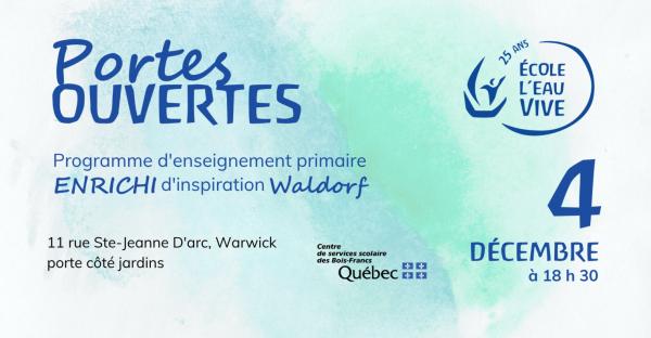 Portes ouvertes de l'école l'Eau Vive le 4 décembre 2025